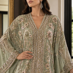 Luxury <b>Hand</b> Embroidered Modest Kaftan Dress Floor-Length Sequined Evening Wear for Women with Built-in <b>Bra</b> and Loose Fit - Product Image 4