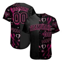 Maillot de baseball rose flamant rose pour homme, sublimation personnalisée, boutons intégraux, manches courtes, uniforme d'équipe graphique personnalisé, 100 % polyester