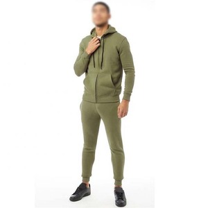 Survêtement à capuche vert olive pour homme, fermeture éclair intégrale, coupe décontractée, 100% coton, vêtements d'automne avec poches latérales - Product Image 6