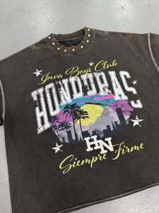 T-shirt décontracté d'hiver à manches longues surdimensionné en coton épais 100 % délavé à l'acide, style vintage, avec logo personnalisé pour homme - Product Image 4