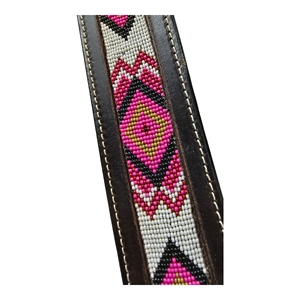 Conjunto de cabezada y pechopetral de cuero estilo western para caballo con cuerda de guía, costuras de diamante rosa y cierre de hebilla ajustable - Product Image 4