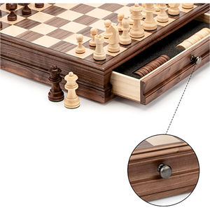 Jeu d'échecs de luxe en bois de 15 pouces avec tiroirs de rangement, pièces d'échecs Staunton en bois massif fabriquées à la main, plateau pliable classique, jeu d'échecs - Product Image 4