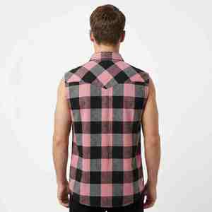 Servicios OEM, Camisa de Franela a Cuadros sin Mangas para Hombre, de Secado Rápido, Personalizada, con Cuello Camisero, Casual, con Botones - Product Image 2