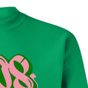 Green 1908 Graphic Crewneck Pullover Sweatshirt Long Sleeve Ribbed Cuffs Casual <b>Women</b> <b>Fleece</b> <b>Top</b> Fashion Streetwear Daily - Product Image 3