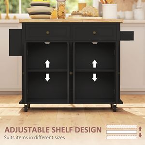 Carrello da Cucina Moderno con Ripiani Regolabili in Rovere, Ruote, Porta Spezie e Piano in Legno di Gomma - Isola da Cucina Facile da Spostare - Product Image 5