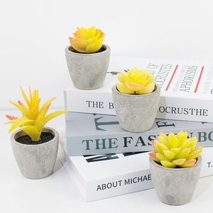 Set di 4 Piccole Piante Succulente Artificiali Gialle per Bagno, Soggiorno, Ufficio, Scrivania o Tavolino da Caffè, Decorazione per Cucina - Product Image 3