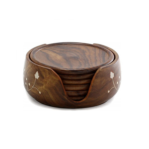 Handcrafted Geometric Wooden & Resin Coaster <b>Set</b> With Holder Modern Eco-Friendly <b>Tea</b> Coffee Coaster For Office & Home Decor - Product Image 2