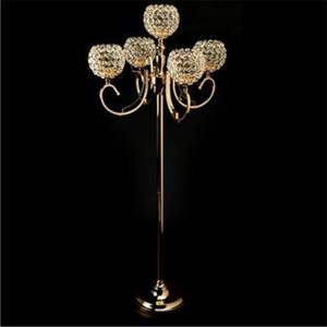 Elegante Candelabro de Cristal Color Oro Rosa, Centro de Mesa Moderno con 5 Luces, Candelabro Floral para Mesas de Boda, Decoración de Recepciones y Eventos - Product Image 2