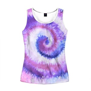 เสื้อกล้ามผู้หญิงสีม่วงน้ำเงินลายสไปรัลแบบ Tie Dye พิมพ์ลายทั่วตัว แบบ Sublimation แขนกุด สไตล์ลำลอง เสื้อกั๊กสำหรับฤดูร้อน - Product Image 3