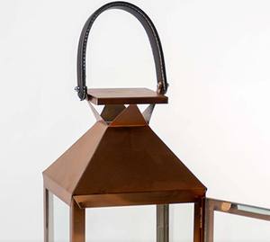 Lanterne carrée moderne en fer doré, porte-bougie avec panneaux en verre, artisanat fait main, exportations Empire, impression 1 couleur, décoration d'Halloween pour la maison - Product Image 2