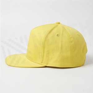 Yellow 6-Panel Baseball <b>Cap</b> Adjustable <b>Flat</b> Brim Unisex Cotton Solid Color Casual Hat Spring <b>Summer</b> Adult Fit - Product Image 3