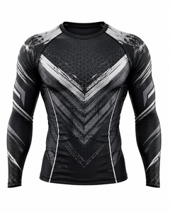 Camiseta Deportiva de Compresión para Hombre, Diseño Atractivo y Energético, Manga Larga, Cuello Redondo, Poliéster/Nailon, Secado Rápido, Antibacteriana - Product Image 1