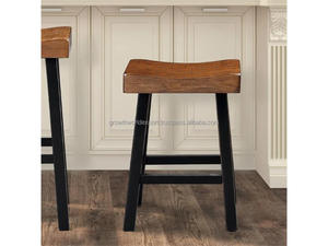 Furniture of America Barne Farmhouse <b>Leather</b> Hefty Saddle Seat Dining Bar <b>Stools</b> Set of 2 Metal Legs Foldable 2026 - Product Image 2