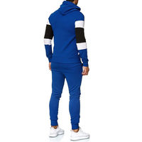 Erkek Mavi Beyaz Siyah Eşofman Takımı Fermuarlı Kapüşonlu Slim Fit Eşofman Altı Atletik Antrenman Spor Giyim Özel Takım Çevre Dostu