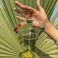 Campana de Viento Decorativa de Ágata de Siete Chakras, Arte Popular Ecológico, Decoración para el Hogar, Feng Shui, Reiki, Sanación |   Pared de Piedras Preciosas Hechas a Mano