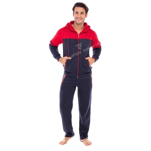 Survêtement d'entraînement personnalisé de haute qualité en tissu 100% coton polaire bicolore, sweat à capuche zippé, côtelé de haute qualité utilisé, cordon de serrage - Product Image 1