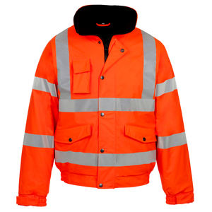 Chaqueta de Trabajo Acolchada de Alta Visibilidad, Uniforme de Trabajo Personalizado, Naranja Fluorescente, Cinta Reflectante de Seguridad, Chaquetas Impermeables de Alta Visibilidad - Product Image 1