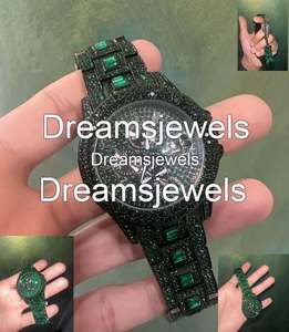 Montre Hip Hop de Luxe Personnalisable Entièrement Sertie de Pierres VVS en Acier Inoxydable, Cadran Rond en Verre de 5mm, Mouvement Quartz Analogique, Style Antique - Product Image 2