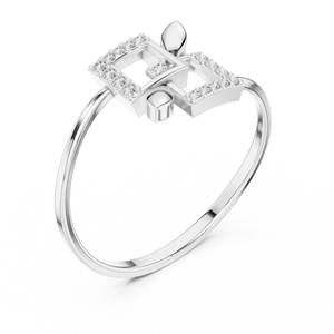 Anillos de oro macizo de 14k para mujer con diseño minimalista de diamantes de corte redondo y motivos cuadrados entrelazados, ideales para regalo, compromiso, aniversario, boda. - Product Image 5