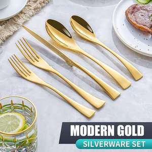 Ensemble de couverts classiques en acier inoxydable durable |   Collection élégante de cuillères, fourchettes et couteaux pour les fêtes et les repas modernes - Product Image 2
