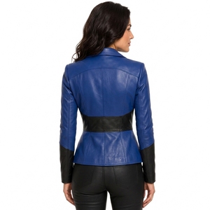 Custom Ladies Faded Black Genuine <b>Sheepskin</b> Leather <b>Jackets</b> With Big Fur Collar breathable Thick Winter leather <b>jacket</b> 2026 - Product Image 2
