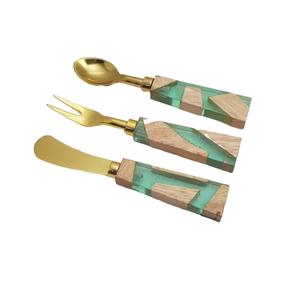 Ensemble de couverts en bois classique, cuillère, fourchette et couteau en métal durables pour hôtels, mariages et occasions spéciales, ensemble de couverts faits à la main - Product Image 2