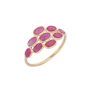 18K Gold Plated Ruby Inlay <b>Ring</b> with CZ Accents-6mm <b>Finger</b> <b>Ring</b> - Product Image 3