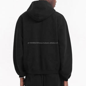 Venta al por mayor OEM de alta calidad de gran tamaño en blanco negro sudaderas con capucha de lana de peso pesado de los hombres boxy personalizado zip up HOODIE - Product Image 2