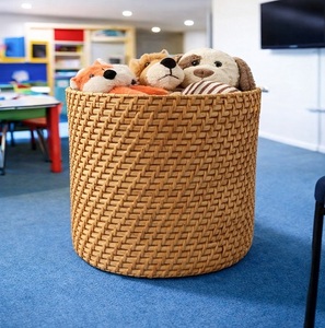 ตะกร้าเก็บของแบบซ้อนได้ Ecowoodies ทำจากหวายสาน สำหรับของเล่นเด็ก ตกแต่งห้องเด็ก สีเบจธรรมชาติ - Product Image 1