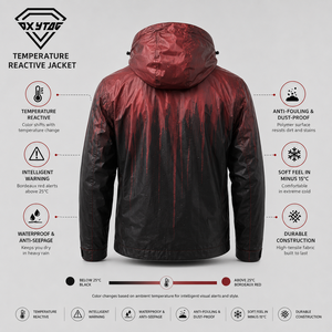 OXYTAG Men's Hooded Windbreaker <b>Jacket</b> <b>Red</b> Black Heat Reactive <b>Waterproof</b> Sporty Zipper Closure windbreaker <b>Jacket</b> Winter Wear - Product Image 2