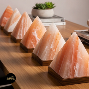 Lámpara de Sal de Cristal en Forma de Pirámide, Tallada a Mano en Madera, Hecha a Medida, Natural, Rosa, Duradera, Decoración para el Hogar, Triangular, Regalo de Año Nuevo y Navidad - Product Image 3