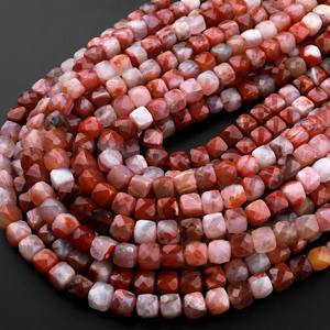 ลูกปัดอาเกตสีแดงธรรมชาติทรงลูกบาศก์จากโมร็อกโก สำหรับทำเครื่องประดับ DIY อุปกรณ์งานฝีมือ ลูกปัดอัญมณี - Product Image 5