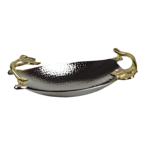 Gold Painted Serving Platters With Handle Dessert Dishes <b>Dinner</b> <b>Tray</b> Square Plate Fresh Metal For Restaurant Serving <b>Trays</b> - Product Image 3