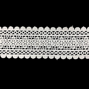 Encaje Bordado de Poliéster Blanco al por Mayor para Vestidos, Saris, Kurtis y Manualidades - Product Image 3