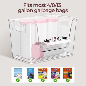 2 Ensembles Distributeurs de Sacs Poubelles en Bambou pour Rangement Sous Évier, Organisateur de Garde-Manger pour Sacs Poubelles de 4 à 13 Gallons, Bacs et Boîtes de Rangement en Plastique - Product Image 3