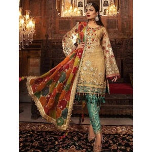 Colección de Ropa Desi Bordada para Bodas Pakistaníes e Indias, Última Moda en Trajes Shalwar Kameez de Seda, Gran Venta 2021 - Product Image 6