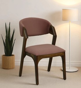 Modern Solid Wood <b>Dining</b> <b>Chair</b> Upholstered Suede Leather Seat Back Midcentury Design for Home <b>Dining</b> Use - Product Image 1