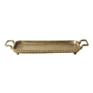 Bandeja Rectangular de Metal con patas doradas con asas, organizador decorativo para servir, plato elegante, acento, decoración elegante para boda - Product Image 1