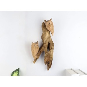 Superbe sculpture murale en bois d'hibou faite à la main, décoration rustique, art animalier sculpté, ornement pour salon - Product Image 3