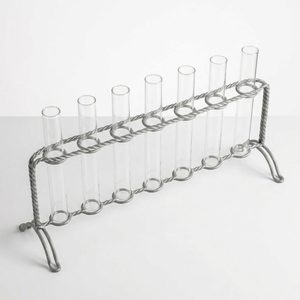 Jarrón de Hierro Galvanizado Hecho a Mano de 46 cm con Siete Tubos de Vidrio Naturales de Zinc para Propagación de Bansuri, Decoración del Hogar, Jarrones Metálicos - Product Image 2