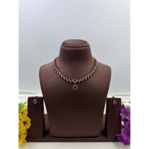 Indian Ethnic Zoya Victorian Delicate Gold-Plated Steel Bridal Necklace & Earring Set - Product Image 6