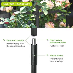 Obelisco da Giardino Nero Leggero Antiruggine da 1,88 m, Supporto per Traliccio in Metallo Rivestito in Plastica Nera, Recinzioni e Cancelli a Torre Alta - Product Image 3