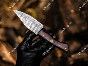 มีดแค้มปิ้งกลางแจ้งใบตายเหล็กดามัสกัสสุดหรู ขนาด 8 นิ้ว - ด้ามไม้พะยูงตามหลักสรีรศาสตร์ คมกริบ พร้อมปลอกหนังอเนกประสงค์ - Product Image 3