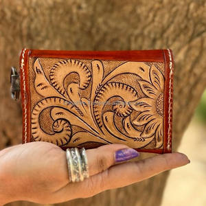 Nueva Cartera de cuero mecanizada a mano con llavero Mini llavero cartera pequeña girasol cuero genuino monedero occidental para mujer - Product Image 4