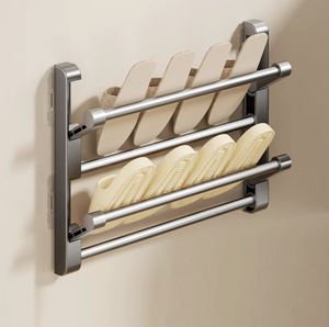 OEM/ODM Modern Bathroom Corner Plastic Slipper Storage Rack Foldable <b>Wall</b> Mounted <b>Shoe</b> <b>Holder</b> for Shower Door Back Use - Product Image 3