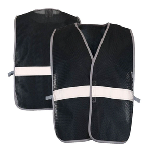 Chaleco de Seguridad Reflectante de Malla Negra con Franja Blanca, Alta Visibilidad, Ropa de Trabajo, Equipo de Tráfico y Construcción - Product Image 1