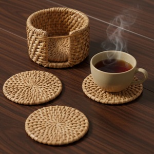 Wholesale Handmade Rattan Drink Coaster <b>Round</b> Heat Resistant Braided <b>Placemats</b> for Dining Table From India - Product Image 5