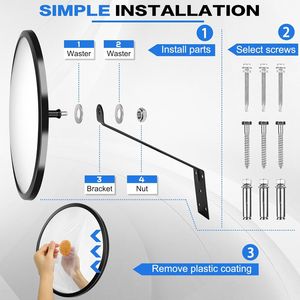 12 Specchi di Sicurezza Convessi Regolabili, Specchi di Sicurezza Curvi in Acrilico per Interni/Esterni con Supporto di Sicurezza Convesso - Product Image 2