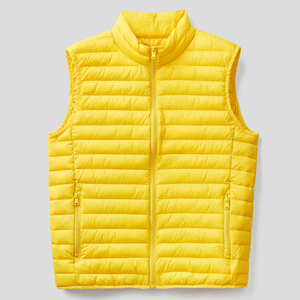 Men's Yellow Quilted Puffer Vest Mandarin Collar Waterproof Reversible Casual Outerwear Winter Wear - Product Image 1