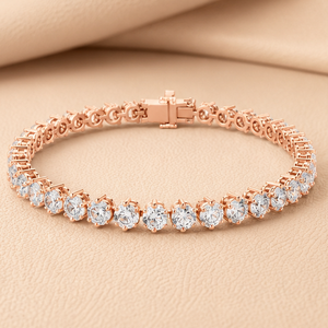 Pulsera de Diamantes de Corte Redondo para Mujer en Oro Amarillo, Oro Blanco y Oro Rosa, Diseño Clásico de Joyería - Product Image 2